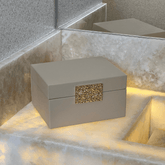 Caixa Decorativa em MDF e PU Bege 20,6cm P