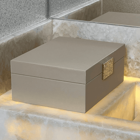 Caixa Decorativa em MDF e PU Bege 28,5cm G