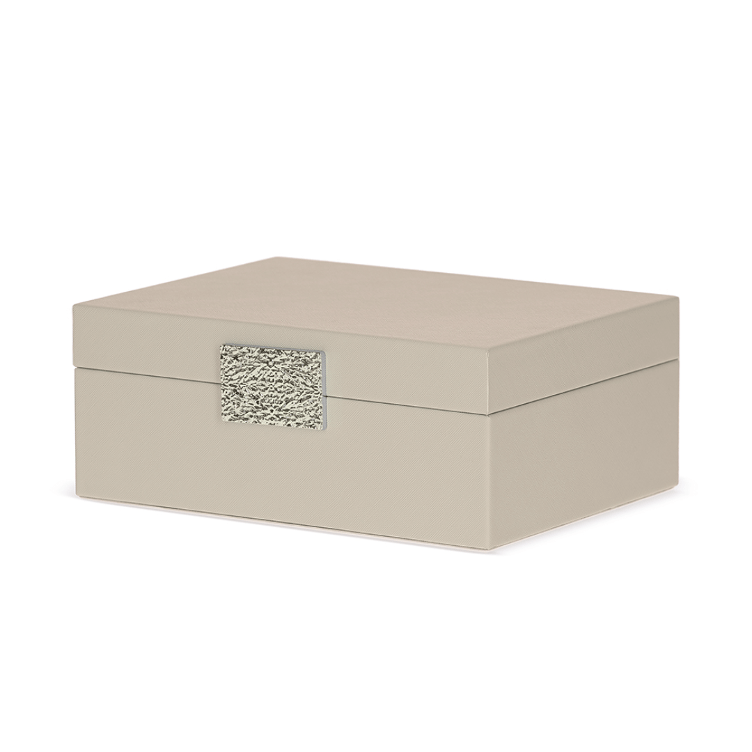Caixa Decorativa em MDF e PU Bege 28,5cm G