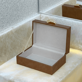 Caixa Decorativa em MDF e PU Marrom 19cm P