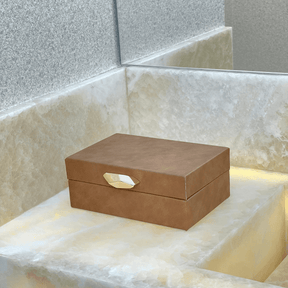Caixa Decorativa em MDF e PU Marrom 19cm P