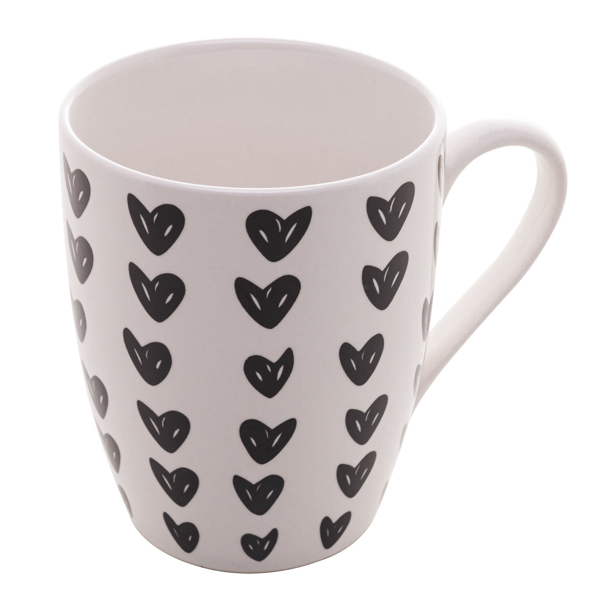 Caneca de Porcelana Cute Hearts Corações Preto e Branco 350ml