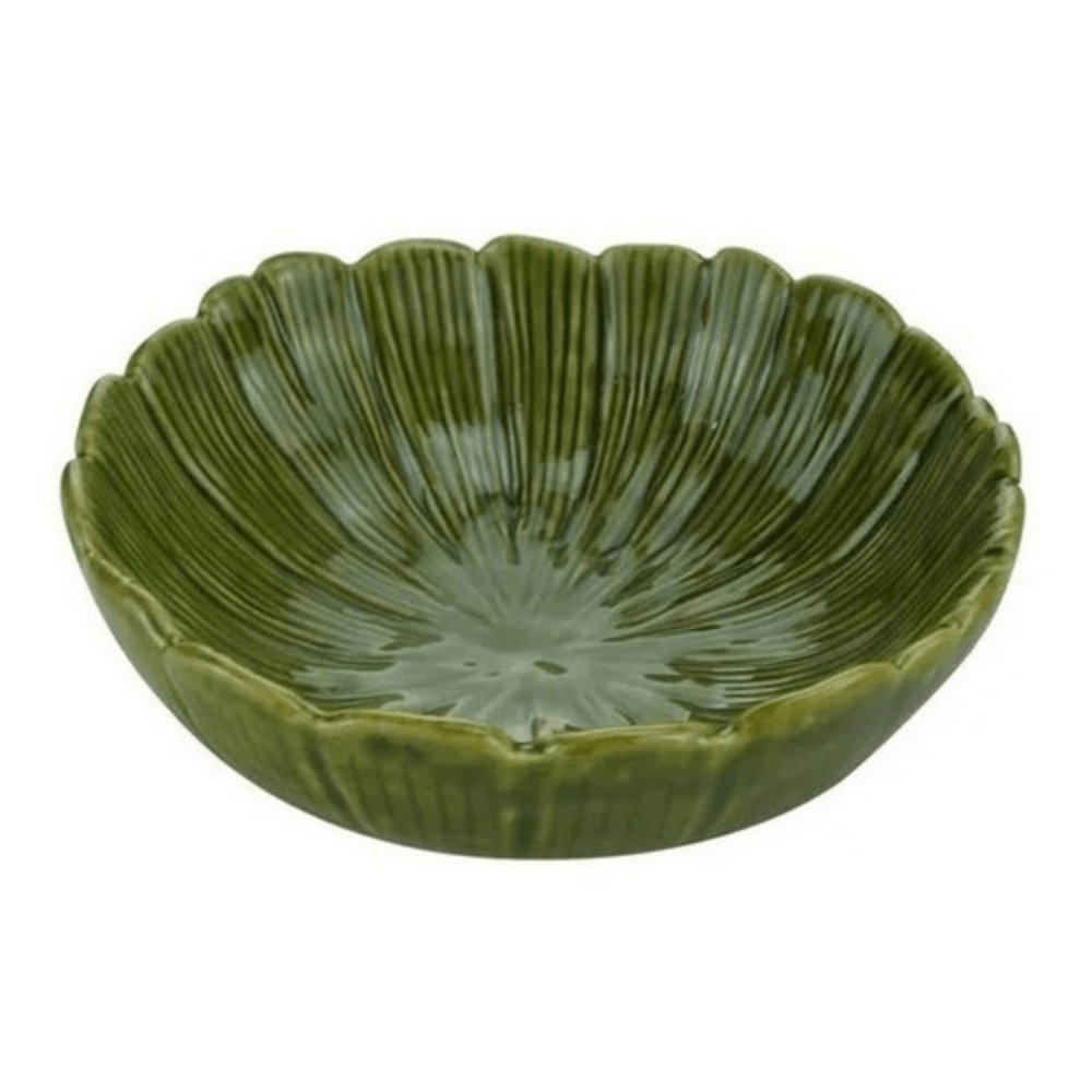 Centro de Mesa de Cerâmica Leaf Folha de Banana Verde 20cm