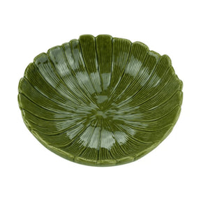 Centro de Mesa de Cerâmica Leaf Folha de Banana Verde 20cm