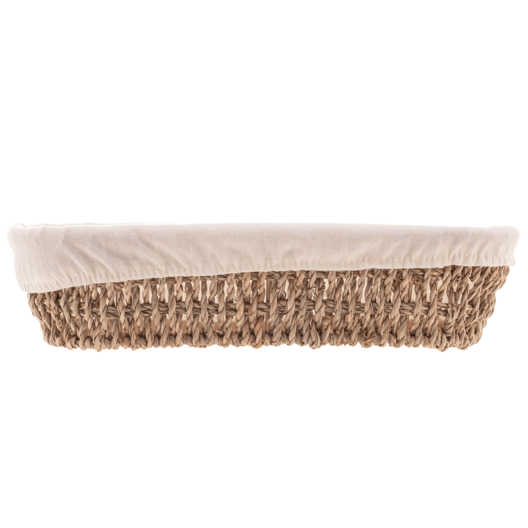 Cesta Oval de Sisal com Forro de Tecido 28cm