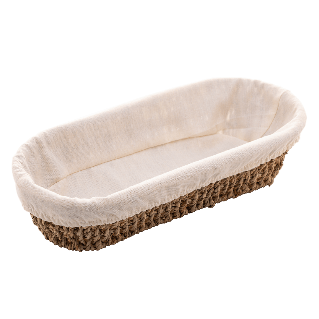 Cesta Oval de Sisal com Forro de Tecido 28cm