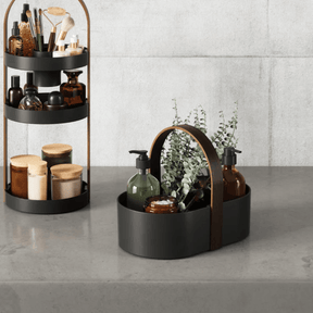 Cesto Organizador Bellwood Plástico e Madeira Preto 30cm