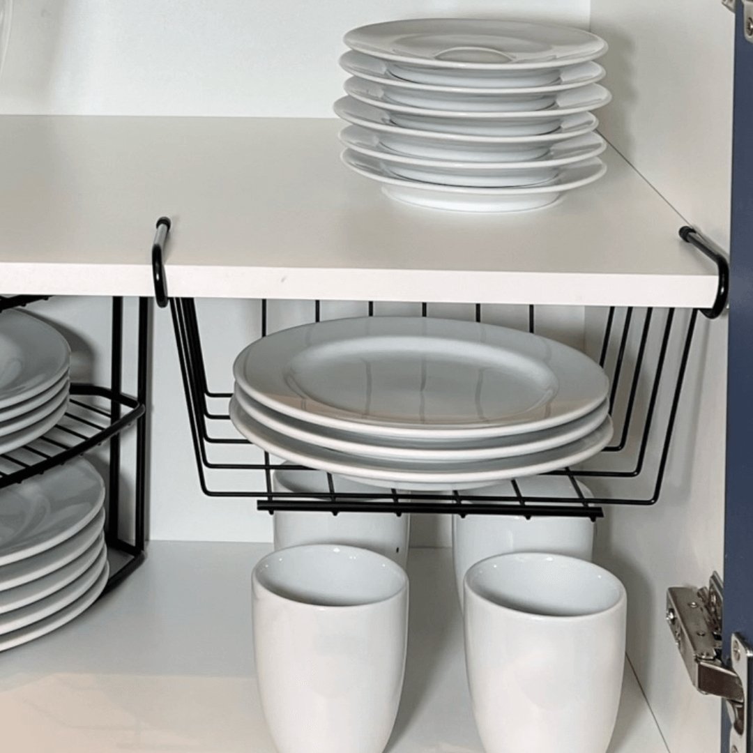 Cesto Organizador de Armário Médio 37,5cm Preto Cozinha Moderna