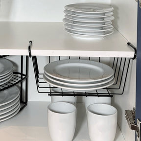 Cesto Organizador de Armário Médio 37,5cm Preto Cozinha Moderna