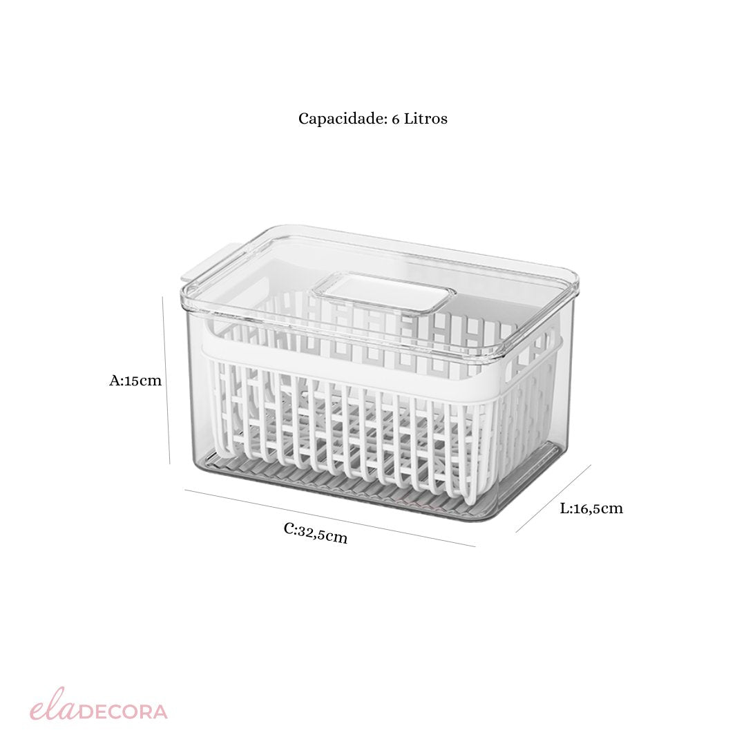 Cesto Organizador de Geladeira Empilhável Dry 6 Litros