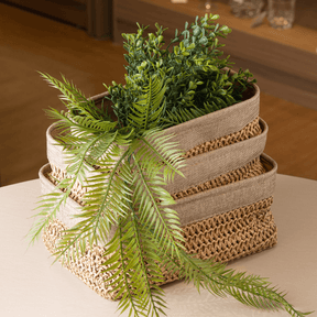 Jogo 3 Cestas Retangulares Natural Duna com Forro de Tecido