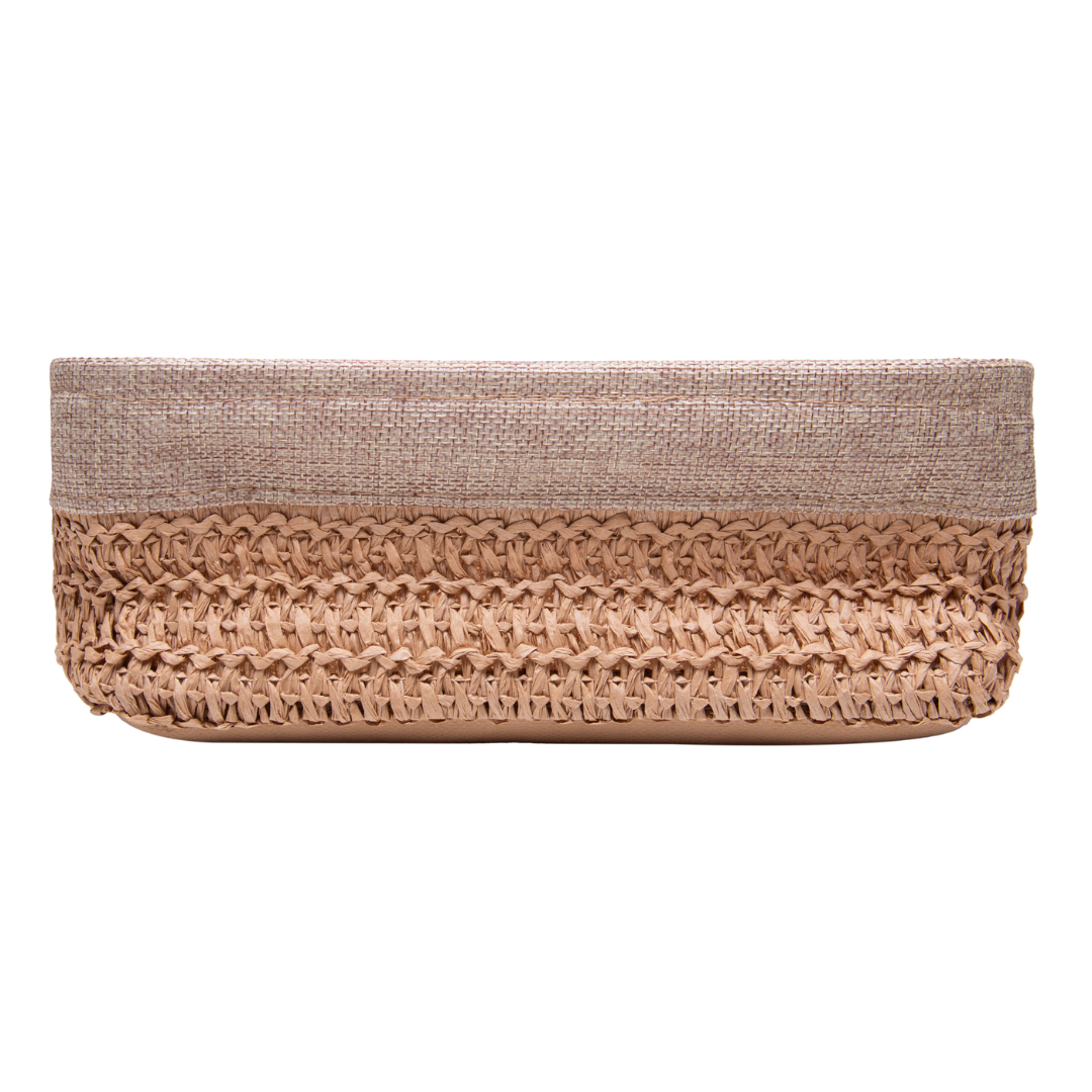 Jogo 3 Cestas Retangulares Natural Duna com Forro de Tecido