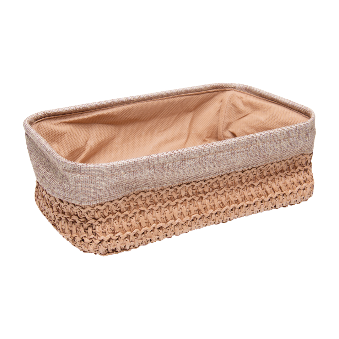 Jogo 3 Cestas Retangulares Natural Duna com Forro de Tecido
