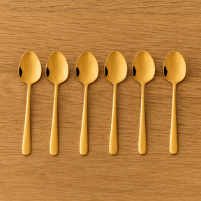 Jogo 6 Colheres para Café Viena Dourado 11cm