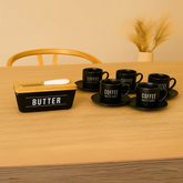 Kit Xícaras e Manteigueira Manhattan Preto 7 peças
