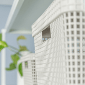 Conjunto 3 Cestos Organizadores Grid Bege com Tampa de Bambu