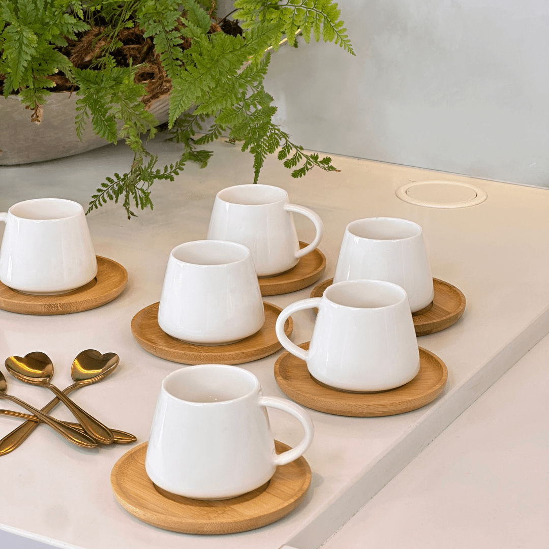 Conjunto de Xicaras para Café com Pires e Suporte Oasis 7 Peças