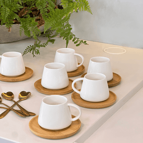 Conjunto de Xicaras para Café com Pires e Suporte Oasis 7 Peças