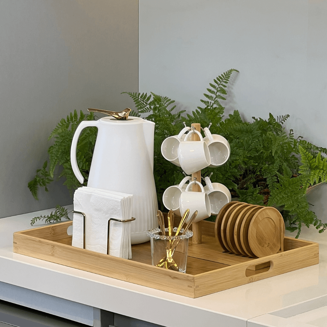 Conjunto de Xicaras para Café com Pires e Suporte Oasis 7 Peças