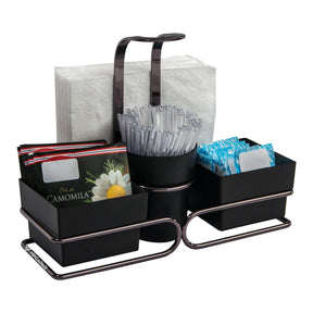 Conjunto para Chá Café Porta Sachês Mexedor Ônix 3 em 1