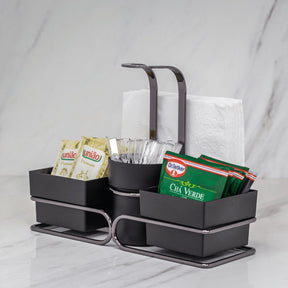 Conjunto para Chá Café Porta Sachês Mexedor Ônix 3 em 1