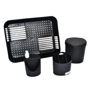 Conjunto para Pia de Cozinha Preto Escorredor Lixeira Dispenser Porta Talher 4 Peças