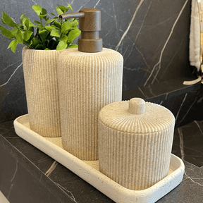 Dispenser Porta Sabonete Liquido em Poliresina Areia 19,5cm