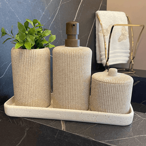 Dispenser Porta Sabonete Liquido em Poliresina Areia 19,5cm