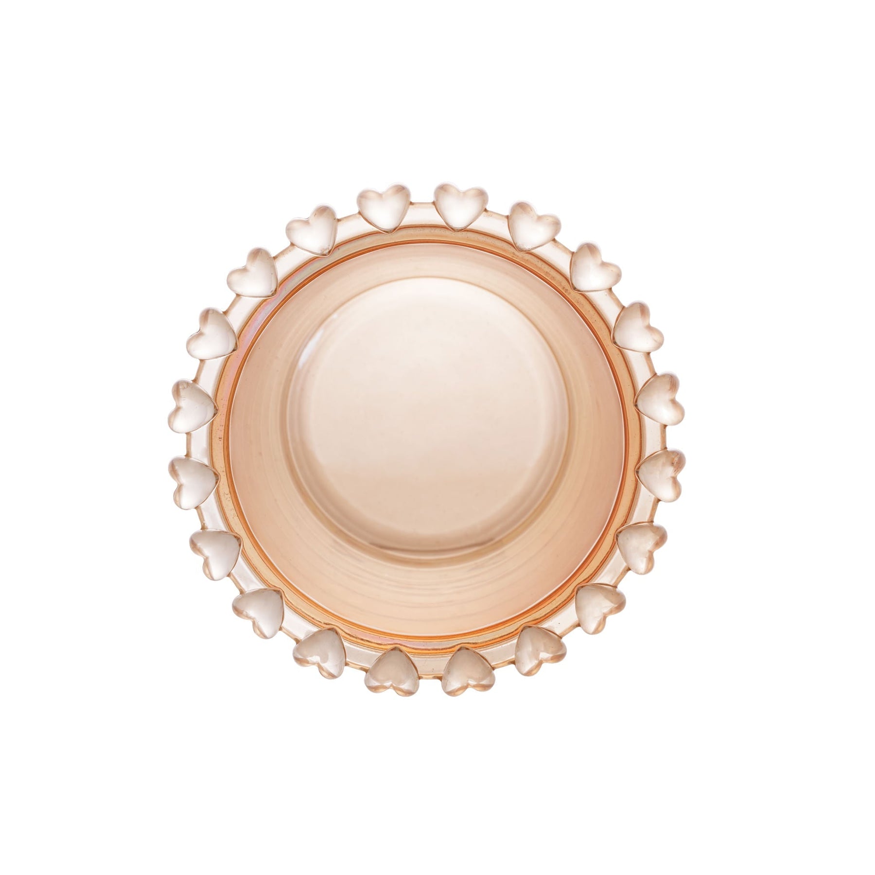 Copo Porta Talheres de Cristal de Chumbo com Detalhes em Formato de Coração Âmbar Metalizado 8,5 cm