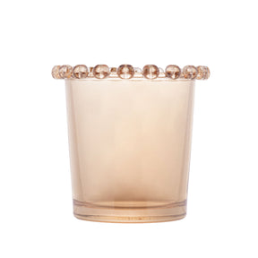 Copo Porta Talheres de Cristal de Chumbo com Detalhes em Formato de Coração Âmbar Metalizado 8,5 cm