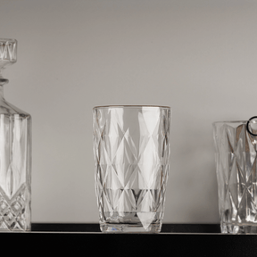 Copo Alto de Vidro Diamond com Fio de Ouro 390ml