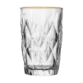 Copo Alto de Vidro Diamond com Fio de Ouro 390ml