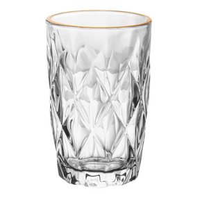 Copo Alto de Vidro Diamond com Fio de Ouro 390ml