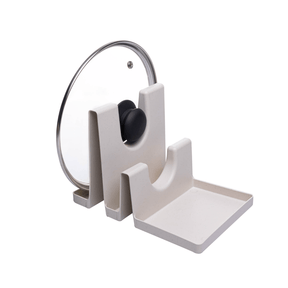 Descanso para Tampas e Utensilios em Bambu e Plástico Off White