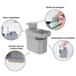 Dispenser de Detergente e Organizador Trium Chumbo 650ml