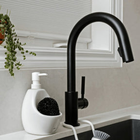 Dispenser Porta Detergente com Esponja Joey Umbra Cerâmica Branco - 591ml