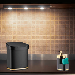 Dispenser Porta Detergente Organizador de Pia Preto e Dourado