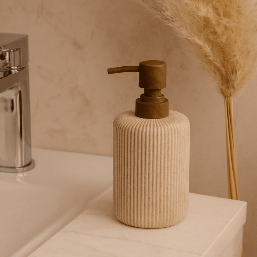 Dispenser Porta Sabonete Liquido em Poliresina Areia 19,5cm