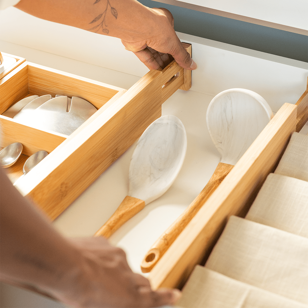 Divisória de Gavetas Ajustável Keep de Bambu 56cm