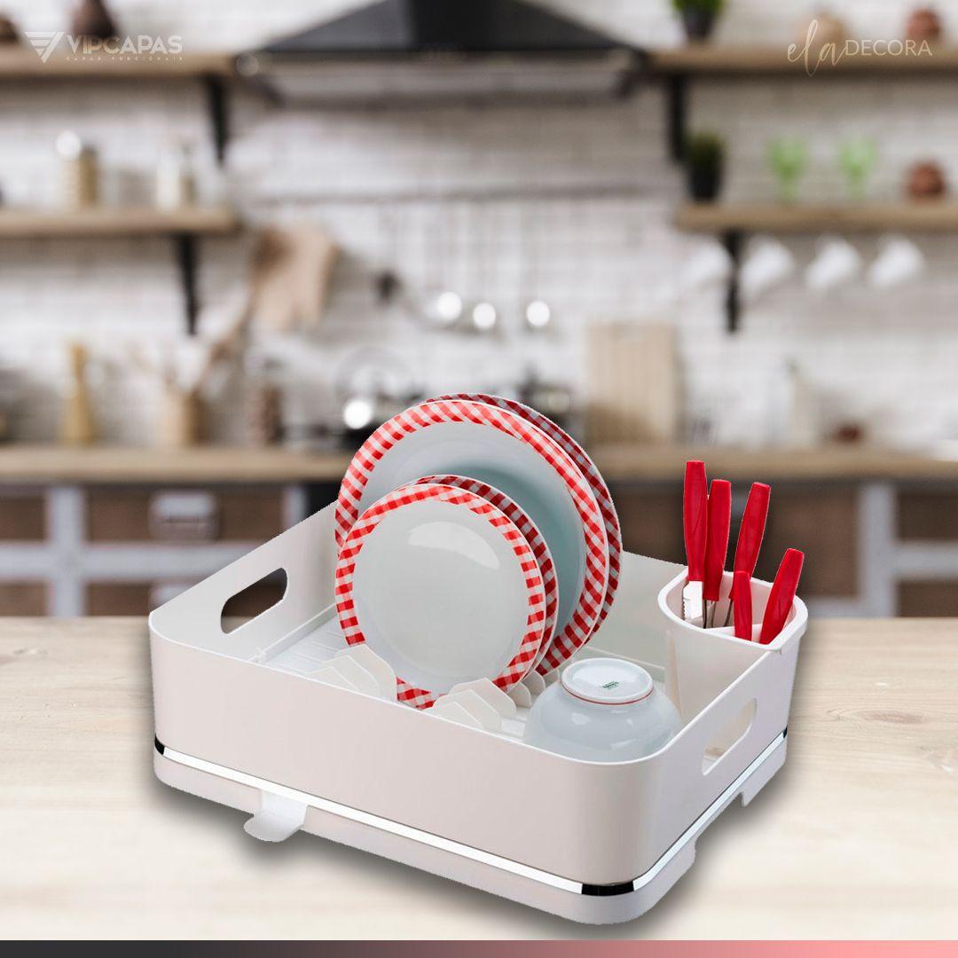 Escorredor De Louças Branco Com Bico Para Escorrer Água
