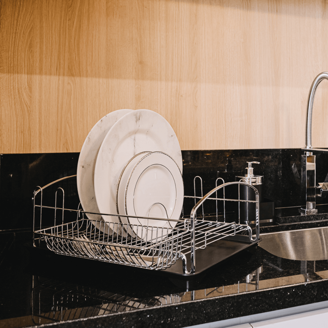 Escorredor De Louças Com Bandeja Cromado 10 Pratos 8 Copos