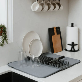 Escorredor de Louças com Tapete Udry Cinza