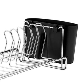 Escorredor de Louças Compacto Com Porta Talheres Preto e Cromado