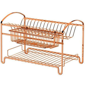 Escorredor de Louças Duplo 16 Pratos Aço Rose Gold