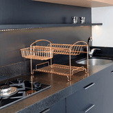 Escorredor de Louças Duplo 16 Pratos Aço Rose Gold