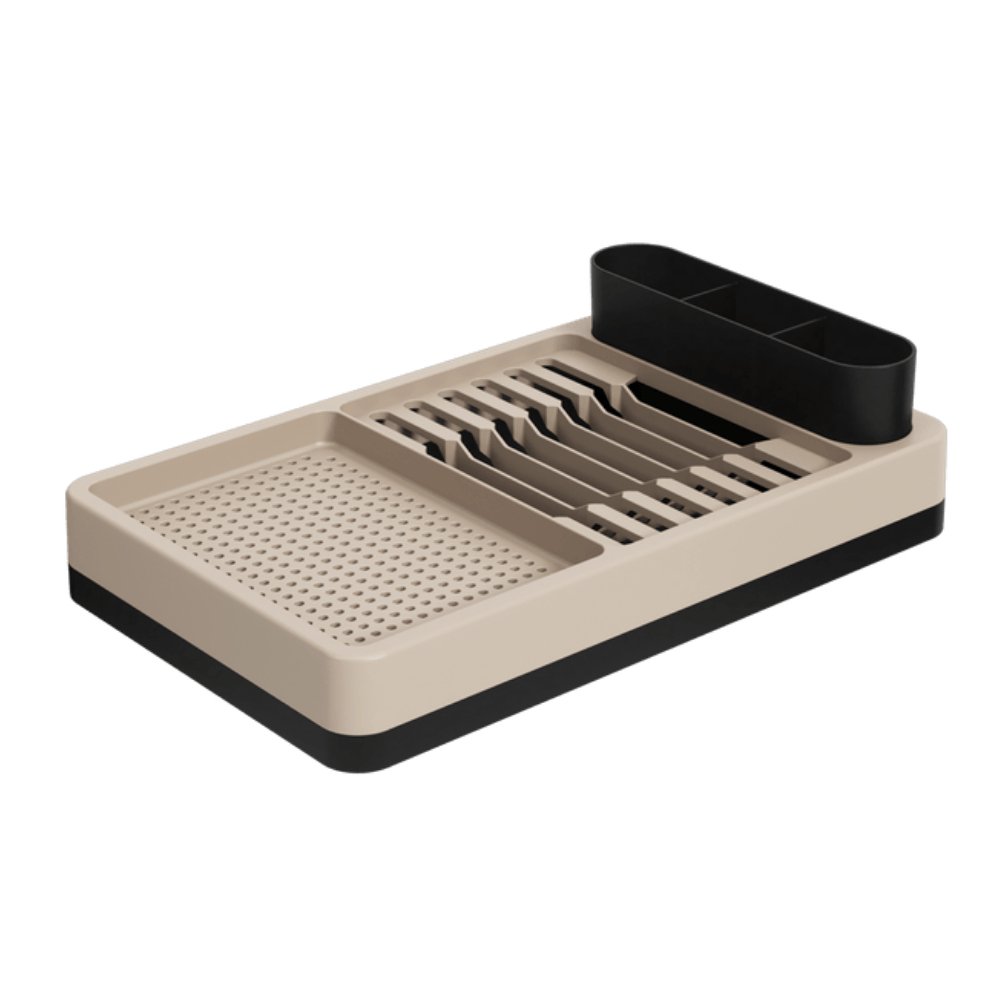 Escorredor De Louças Pratos Copos Flat 3 Em 1 Com Bandeja Preto