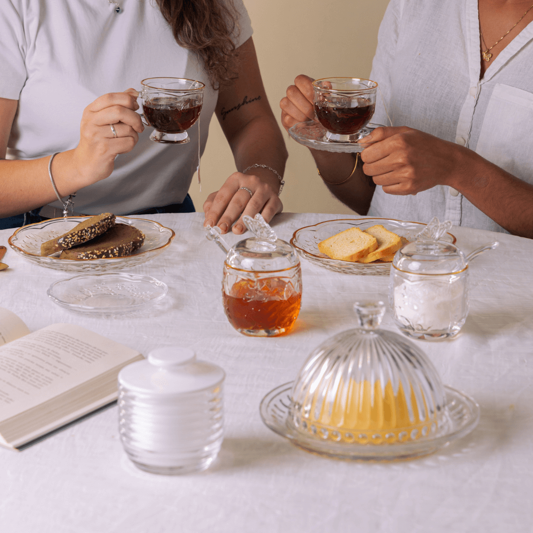 Açucareiro com Colher de Cristal New Butterfly com Fio de Ouro 250ml