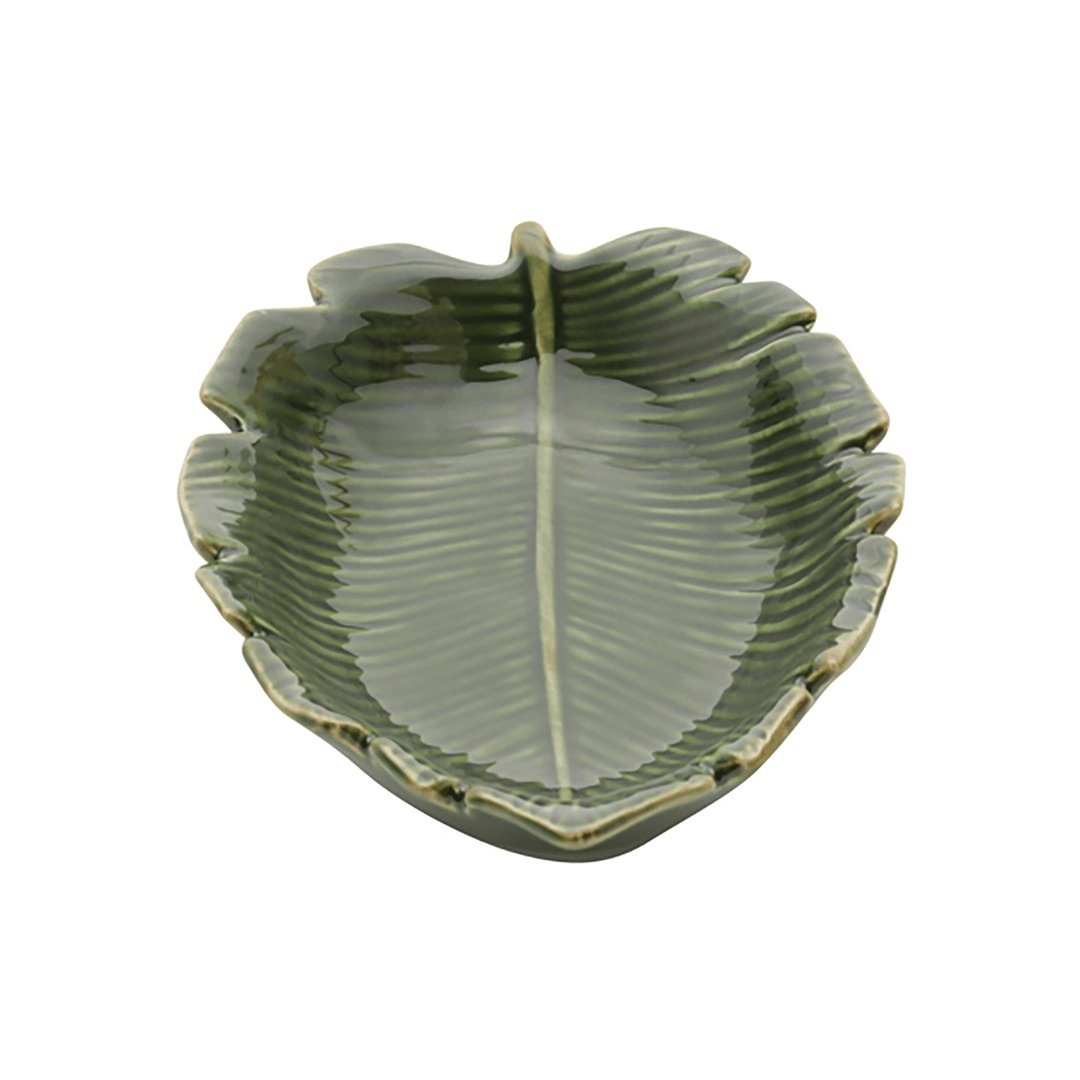 Folha Decorativa De Cerâmica Banana Leaf Verde 16 cm