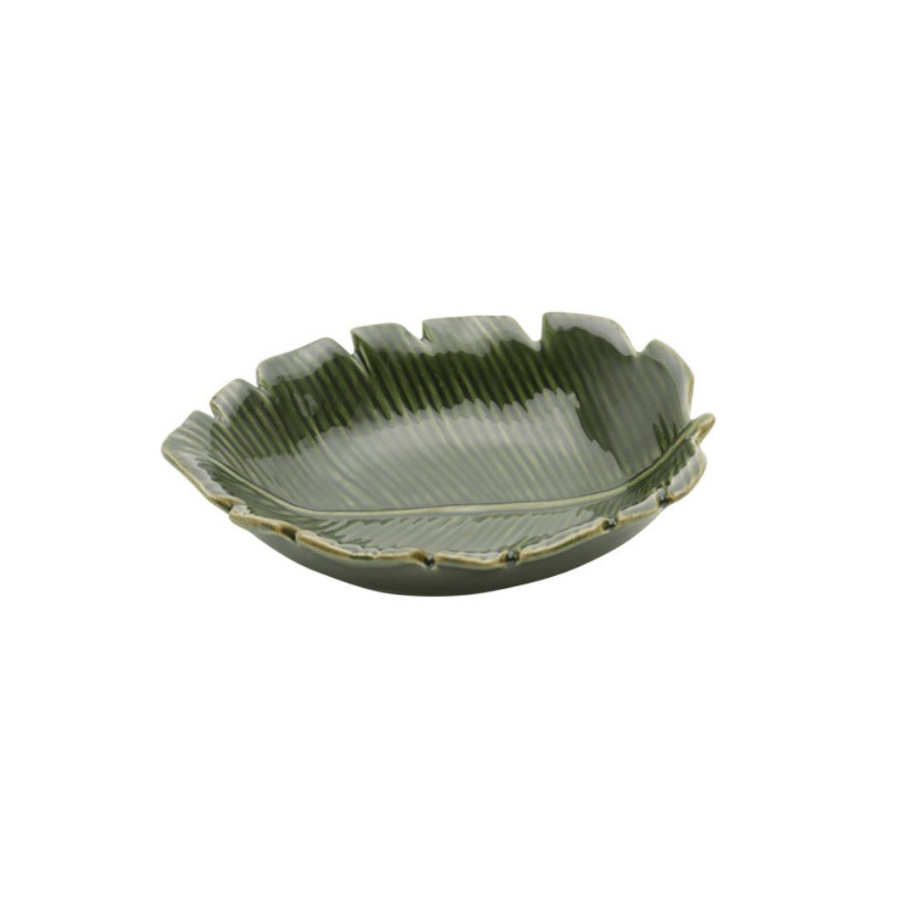 Folha Decorativa De Cerâmica Banana Leaf Verde 16 cm