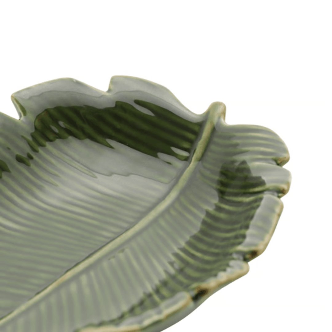 Folha Decorativa De Cerâmica Banana Leaf Verde 16 cm